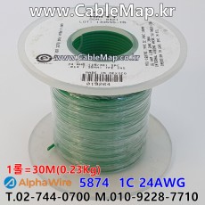 AlphaWire 5874, Green 1C 24AWG 알파와이어 30미터